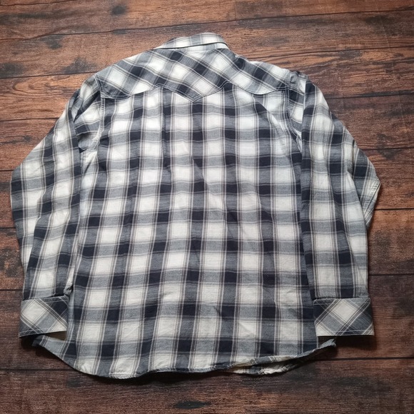 Ariat Retro Fit Long Sleeve Button Up Shirt Men's XL Blue Plaid - Picture 2 of 7